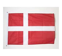 AZ FLAG - Drapeau Danemark Spécial Extérieur - 90x60 cm - Pavillon Nautique Danois En Maille Bloquée Avec Anneaux Plastiques Intégrés - 80g
