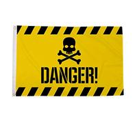 AZ FLAG - Drapeau Danger Tête de Mort - 150x90 cm - Drapeau Danger 100% Polyester Avec Oeillets Métalliques Intégrés - Pavillon 110 g