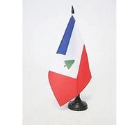AZ FLAG - Drapeau De Table Acadiens de Nouvelle-Angleterre 21x14 cm - Petit Drapeau Des Franco-Américains De Bureau 100% Polyester Avec Hampe De 25cm Et Socle En Plastique Noir