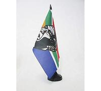 AZ FLAG - Drapeau De Table Afrique du Sud avec Mandela 21x14 cm - Petit Drapeau Sud-Africain Avec Madiba De Bureau 100% Polyester Avec Hampe De 25cm Et Socle En Plastique Noir
