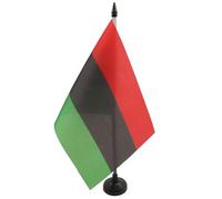 AZ FLAG - Drapeau De Table Afro-américain 21x14 cm - Petit Drapeau Afro-Américain De Bureau 100% Polyester Avec Hampe De 25cm Et Socle En Plastique Noir