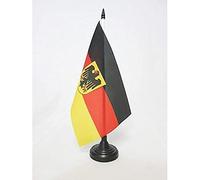 AZ FLAG - Drapeau De Table Allemagne avec Aigle 21x14 cm - Petit Drapeau Allemand De Bureau 100% Polyester Avec Hampe De 25cm Et Socle En Plastique Noir