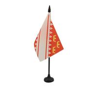 AZ FLAG Drapeau de Table Alsace 15x10 cm Polyester 100D Socle Plastique | Usage intérieur Drapeau de bureau alsacien finition cousue et bords renforcés avec mât en plastique et socle en plastique