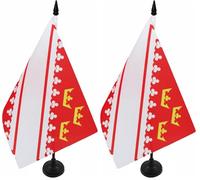 AZ FLAG - Drapeau De Table Alsace 21x14 cm - Petit Drapeau Alsacien De Bureau 100% Polyester Avec Hampe De 25cm Et Socle En Plastique Noir (Lot de 2)