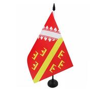 AZ FLAG - Drapeau De Table Alsace Ancien 21x14 cm - Petit Drapeau Alsacien De Bureau 100% Polyester Avec Hampe De 25cm Et Socle En Plastique Noir