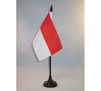 AZ FLAG - Drapeau De Table Alsace Rot un Wiss 21x14 cm - Petit Drapeau Alsacien De Bureau 100% Polyester Avec Hampe De 25cm Et Socle En Plastique Noir