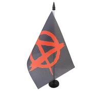 AZ FLAG - Drapeau De Table Anarchie Noir et Rouge 21x14 cm - Petit Drapeau Anarchique De Bureau 100% Polyester avec Hampe De 25cm Et Socle en Plastique Noir