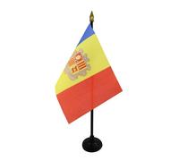 AZ FLAG Drapeau de Table Andorre 15x10 cm Polyester 100D Socle Plastique | Usage intérieur Drapeau de bureau andorran finition cousue et bords renforcés