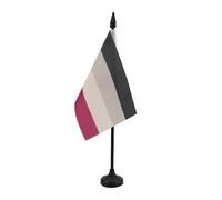 AZ FLAG - Drapeau De Table Arc-en-Ciel Asexuel - 15x10 cm - Mini Drapeau De L'Asexualité De Bureau 100% Polyester Avec Hampe De 25cm Et Socle En Plastique Noir