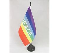 Drapeau de table Arc-en-Ciel Peace 21x14cm - PETIT Drapeaux DE BUREAU Paix Rainbow 14 x 21 cm - AZ FLAG