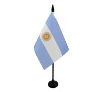 AZ FLAG Drapeau de Table Argentine 15x10 cm Polyester 100D Socle Plastique | Usage intérieur Drapeau de bureau Argentina finition cousue et bords renforcés avec mât en plastique et socle en plastique
