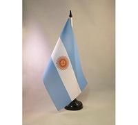 AZ FLAG - Drapeau De Table Argentine 21x14 cm - Petit Drapeau Argentin De Bureau 100% Polyester Avec Hampe De 25cm Et Socle En Plastique Noir