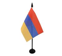 AZ FLAG - Drapeau De Table Arménie - 15x10 cm - Mini Drapeau Arménien De Bureau 100% Polyester Avec Hampe De 25cm Et Socle En Plastique Noir