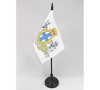 AZ FLAG - Drapeau De Table Armoiries de Marseille - 15x10 cm - Mini Drapeau Marseillais De Bureau 100% Polyester Avec Hampe De 25cm Et Socle En Plastique Noir