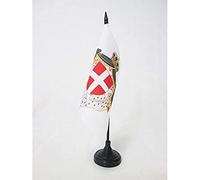 AZ FLAG Drapeau de Table Armoiries Ordre de Malte 15x15 cm Socle Plastique | Usage intérieur Drapeau de bureau de l'ordre de Malte finition cousue et bords renforcés polyester 100D