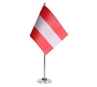 AZ FLAG - Drapeau De Table Autriche Prestige - Drapeau Autrichien De Bureau En Satin Avec Hampe De 30cm Et Socle En Métal - 22x15 cm