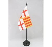 AZ FLAG - Drapeau De Table Barcelone - 15x10 cm - Mini Drapeau De La Ville De Barcelona De Bureau 100% Polyester Avec Hampe De 25cm Et Socle En Plastique Noir