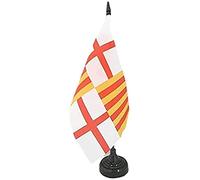 AZ FLAG - Drapeau De Table Barcelone 21x14 cm - Petit Drapeau De La Ville De Barcelona De Bureau 100% Polyester Avec Hampe De 25cm Et Socle En Plastique Noir