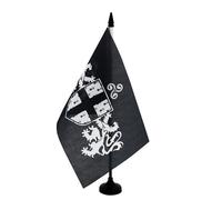 AZ FLAG - Drapeau De Table Blason de la Bretagne 21x14 cm - Petit Drapeau Breton De Bureau 100% Polyester Avec Hampe De 25cm Et Socle En Plastique Noir