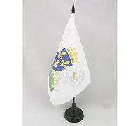 AZ FLAG - Drapeau De Table Blason royaume de France Charles VII 21x14 cm - Petit Drapeau Royaliste Français De Bureau 100% Polyester Avec Hampe De 25cm Et Socle En Plastique Noir