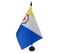 AZ FLAG - Drapeau De Table Bonaire 21x14 cm - Petit Drapeau Bonairien De Bureau 100% Polyester Avec Hampe De 25cm Et Socle En Plastique Noir
