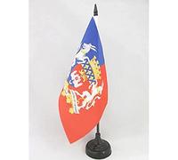 AZ FLAG - Drapeau De Table Bordeaux avec armes 21x14 cm - Petit Drapeau Bordelais Avec Armoiries De Bureau 100% Polyester Avec Hampe De 25cm Et Socle En Plastique Noir