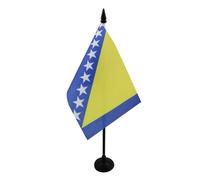AZ FLAG - Drapeau De Table Bosnie-Herzégovine - 15x10 cm - Mini Drapeau Bosnien De Bureau 100% Polyester Avec Hampe De 25cm Et Socle En Plastique Noir