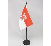 AZ FLAG - Drapeau De Table Brandebourg - 15x10 cm - Mini Drapeau De Brandenburg De Bureau 100% Polyester Avec Hampe De 25cm Et Socle En Plastique Noir