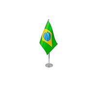 Drapeau de table prestige Brésil 22x15cm en SATIN - GRAND Drapeaux DE BUREAU brésilien 15 x 22 cm - AZ FLAG