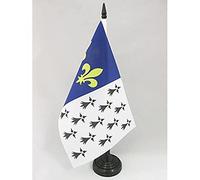 AZ FLAG - Drapeau De Table Brest 21x14 cm - Petit Drapeau Brestois De Bureau 100% Polyester Avec Hampe De 25cm Et Socle En Plastique Noir