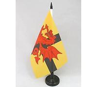 AZ FLAG - Drapeau De Table Bretagne Pays du Trégor 21x14 cm - Petit Drapeau De Bro-Dreger De Bureau 100% Polyester Avec Hampe De 25cm Et Socle En Plastique Noir