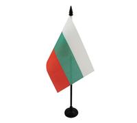 AZ FLAG - Drapeau De Table Bulgarie - 15x10 cm - Mini Drapeau Bulgare De Bureau 100% Polyester Avec Hampe De 25cm Et Socle En Plastique Noir