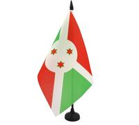 AZ FLAG - Drapeau De Table Burundi 21x14 cm - Petit Drapeau Burundais De Bureau 100% Polyester Avec Hampe De 25cm Et Socle En Plastique Noir