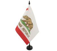 AZ FLAG - Drapeau De Table Californie 21x14 cm - Petit Drapeau Californien De Bureau 100% Polyester Avec Hampe De 25cm Et Socle En Plastique Noir