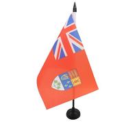 AZ FLAG - Drapeau De Table Canada WWII 21x14 cm - Petit Drapeau Canadien De Guerre De Bureau 100% Polyester Avec Hampe De 25cm Et Socle En Plastique Noir