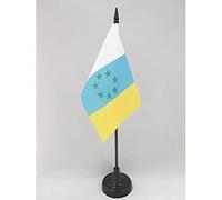 AZ FLAG - Drapeau De Table Canaries Indépendentiste - 15x10 cm - Mini Drapeau Nacionaliste Canarien De Bureau 100% Polyester Avec Hampe De 25cm Et Socle En Plastique Noir