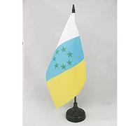 AZ FLAG - Drapeau De Table Canaries Indépendentiste 21x14 cm - Petit Drapeau Nacionaliste Canarien De Bureau 100% Polyester Avec Hampe De 25cm Et Socle En Plastique Noir