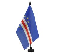AZ FLAG - Drapeau De Table Cap Vert 21x14 cm - Petit Drapeau Cap-Verdien De Bureau 100% Polyester Avec Hampe De 25cm Et Socle En Plastique Noir