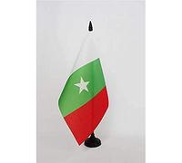 AZ FLAG - Drapeau De Table Casamance indépendantiste au Senegal 21x14 cm - Petit Drapeau De Casamance De Bureau 100% Polyester Avec Hampe De 25cm Et Socle En Plastique Noir