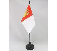AZ FLAG - Drapeau De Table Castille-la-Manche - 15x10 cm - Mini Drapeau De Castilla La Mancha De Bureau 100% Polyester Avec Hampe De 25cm Et Socle En Plastique Noir