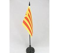 AZ FLAG - Drapeau De Table Catalogne Estelada Vermella - 15x10 cm - Mini Drapeau Catalan Indépendentiste De Bureau 100% Polyester Avec Hampe De 25cm Et Socle En Plastique Noir
