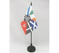 AZ FLAG - Drapeau De Table Celtique multi - 15x10 cm - Mini Drapeau Celte De Bureau 100% Polyester Avec Hampe De 25cm Et Socle En Plastique Noir