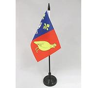 AZ FLAG - Drapeau De Table Charente Maritime - 15x10 cm - Mini Drapeau Du Département Charentais De Bureau 100% Polyester Avec Hampe De 25cm Et Socle En Plastique Noir