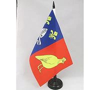 AZ FLAG - Drapeau De Table Charente Maritime 21x14 cm - Petit Drapeau du Département Charentais De Bureau 100% Polyester avec Hampe De 25cm Et Socle en Plastique Noir