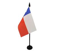 AZ FLAG - Drapeau De Table Chili - 15x10 cm - Mini Drapeau Chilien De Bureau 100% Polyester Avec Hampe De 25cm Et Socle En Plastique Noir