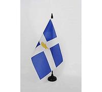 AZ FLAG - Drapeau De Table Chypriotes grecs 21x14 cm - Petit Drapeau De L'Île De Chypre De Bureau 100% Polyester Avec Hampe De 25cm Et Socle En Plastique Noir