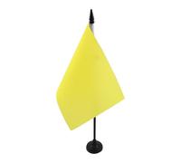 AZ FLAG - Drapeau De Table Commissaire de course Jaune 21x14 cm - Petit Drapeau Danger Et Interdiction De Dépasser De Bureau 100% Polyester Avec Hampe De 25cm Et Socle En Plastique Noir