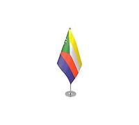 AZ FLAG - Drapeau De Table Comores Prestige - Drapeau Comorien De Bureau En Satin Avec Hampe De 30cm Et Socle En Métal - 22x15 cm