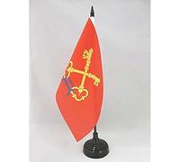 AZ FLAG - Drapeau De Table Comtat Venaissin 21x14 cm - Petit Drapeau Du Comtat Venaissin De Bureau 100% Polyester Avec Hampe De 25cm Et Socle En Plastique Noir