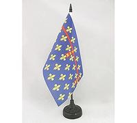 AZ FLAG - Drapeau De Table Comté d'Artois 21x14 cm - Petit Drapeau Artois De Bureau 100% Polyester Avec Hampe De 25cm Et Socle En Plastique Noir